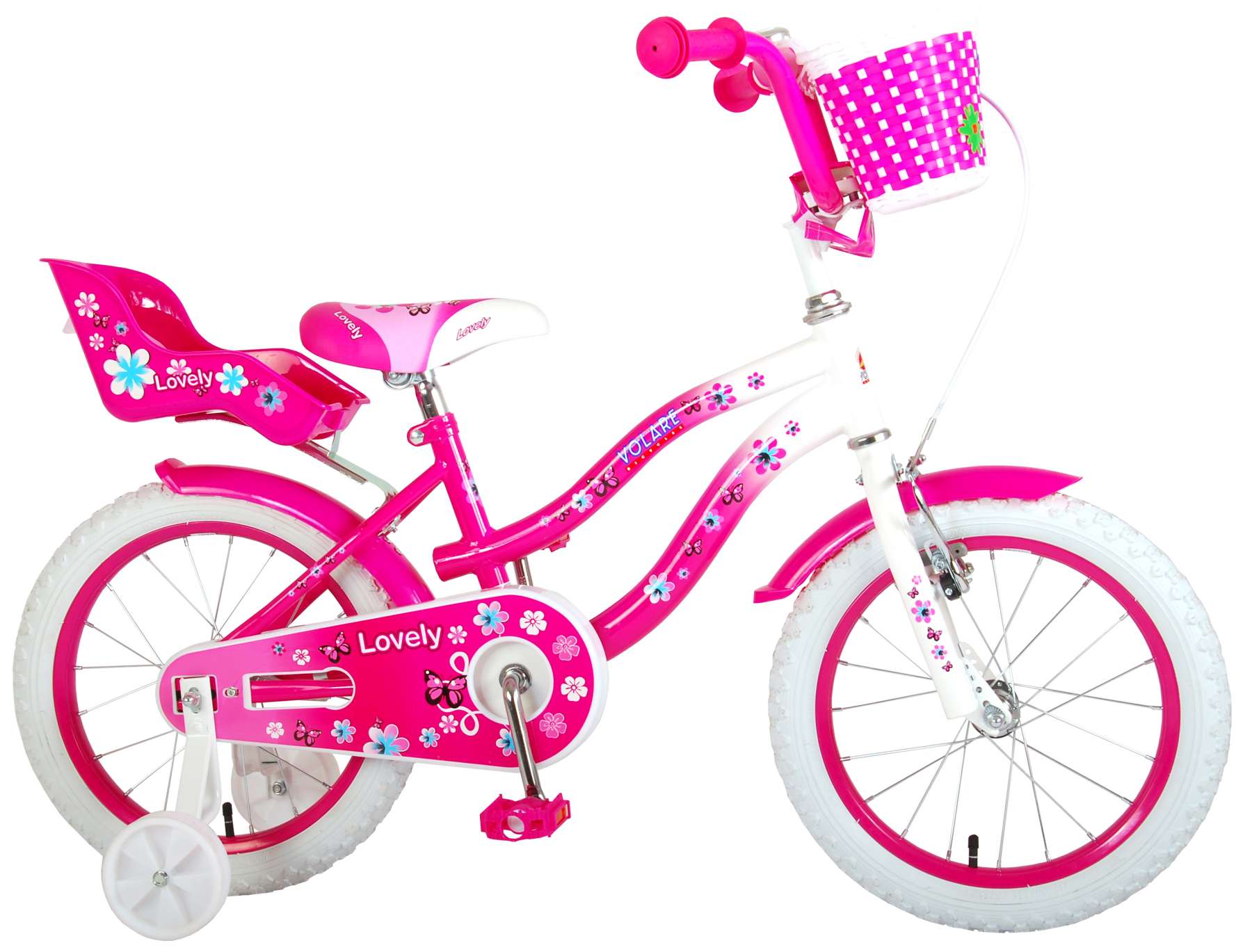 Volare Lovely Kinderfiets - Meisjes - 16 inch - Roze Wit - 95% afgemonteerd