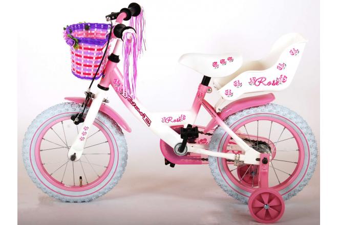 Volare Rose Kinderfiets - Meisjes - 14 inch - Roze Wit - 95% afgemonteerd