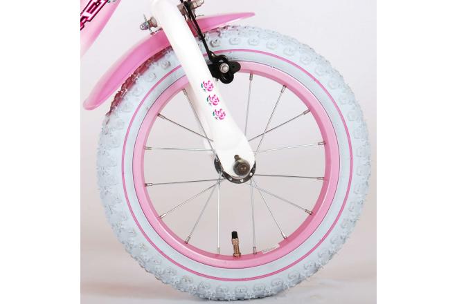 Volare Rose Kinderfiets - Meisjes - 14 inch - Roze Wit - 95% afgemonteerd