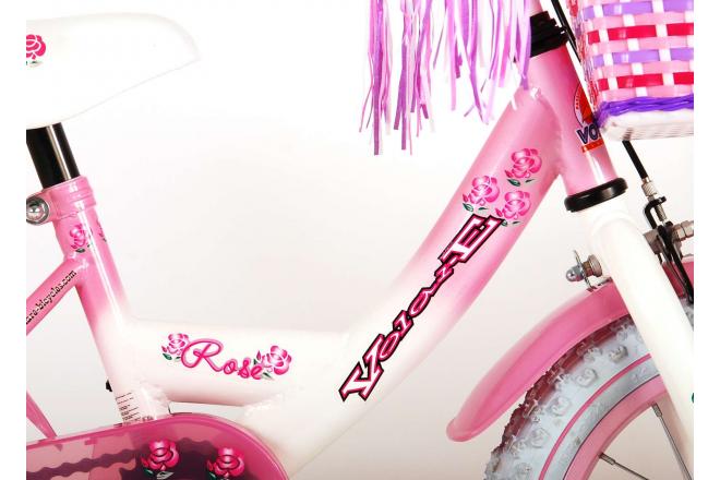 Volare Rose Kinderfiets - Meisjes - 14 inch - Roze Wit - 95% afgemonteerd