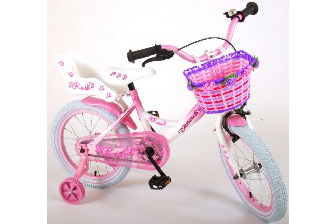 Volare Rose Kinderfiets - Meisjes - 16 inch - Roze Wit - 95% afgemonteerd