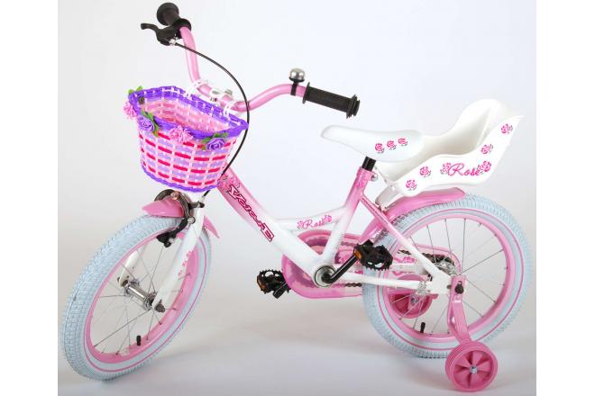 Volare Rose Kinderfiets - Meisjes - 16 inch - Roze Wit - 95% afgemonteerd