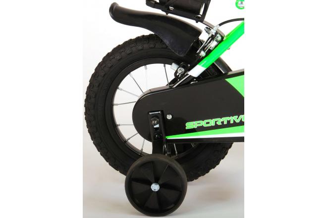 Volare Sportivo Kinderfiets - Jongens - 12 inch - Neon Groen Zwart - Twee Handremmen - 95% afgemonteerd