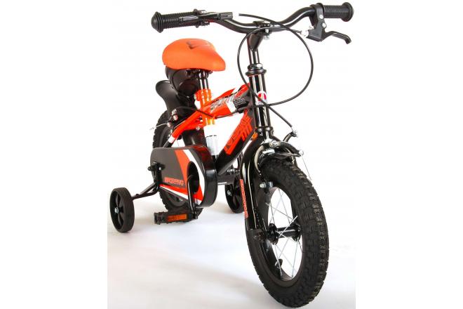 Volare Sportivo Kinderfiets - Jongens - 12 inch - Neon Oranje Zwart - Twee Handremmen - 95% afgemonteerd