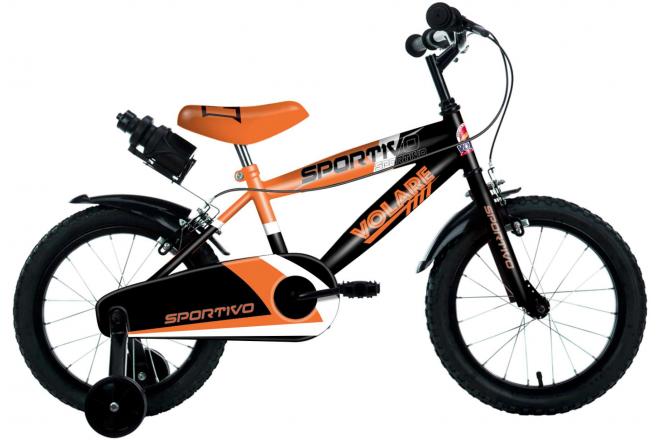 Volare Sportivo Kinderfiets - Jongens - 14 inch - Neon Oranje Zwart - Twee Handremmen