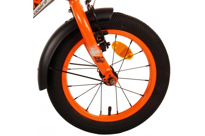 Volare Thombike Kinderfiets - Jongens - 14 inch - Zwart Oranje - Twee Handremmen