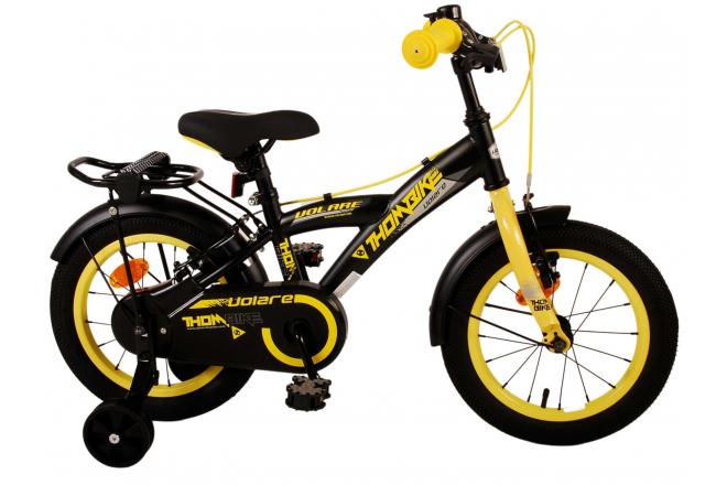 Volare Thombike Kinderfiets - Jongens - 14 inch - Zwart Geel - Twee Handremmen