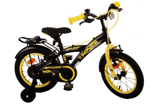 Volare Thombike Kinderfiets - Jongens - 14 inch - Zwart Geel - Twee Handremmen