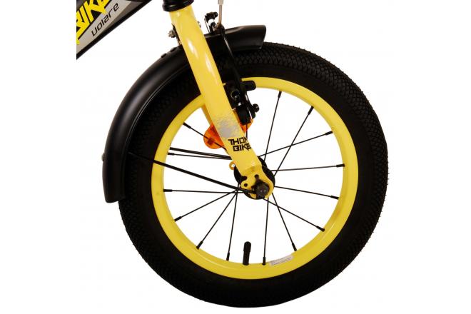 Volare Thombike Kinderfiets - Jongens - 14 inch - Zwart Geel - Twee Handremmen