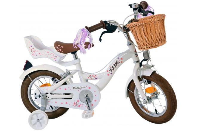 Volare Blossom Kinderfiets - Meisjes - 12 inch - Wit - Twee handremmen