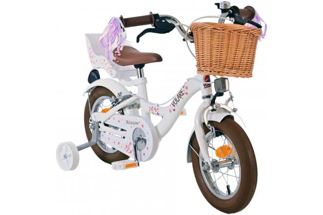 Volare Blossom Kinderfiets - Meisjes - 12 inch - Wit - Twee handremmen