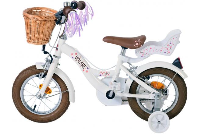 Volare Blossom Kinderfiets - Meisjes - 12 inch - Wit - Twee handremmen