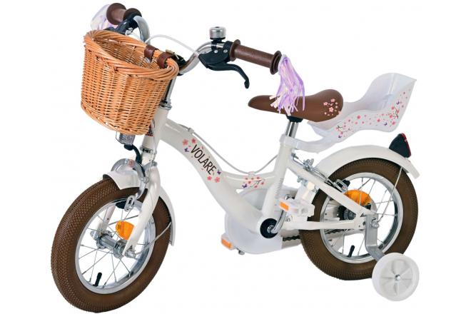 Volare Blossom Kinderfiets - Meisjes - 12 inch - Wit - Twee handremmen