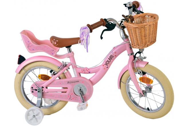 Volare Blossom Kinderfiets - Meisjes - 14 inch - Roze - Twee Handremmen