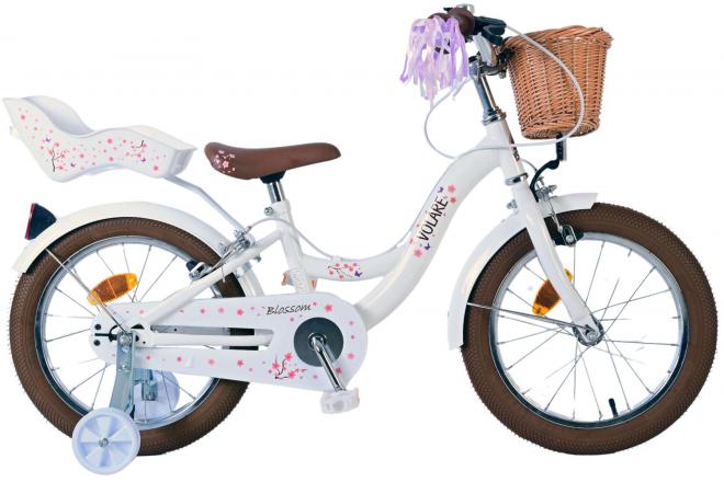 Volare Blossom Kinderfiets - Meisjes - 16 inch - Wit - Twee Handremmen