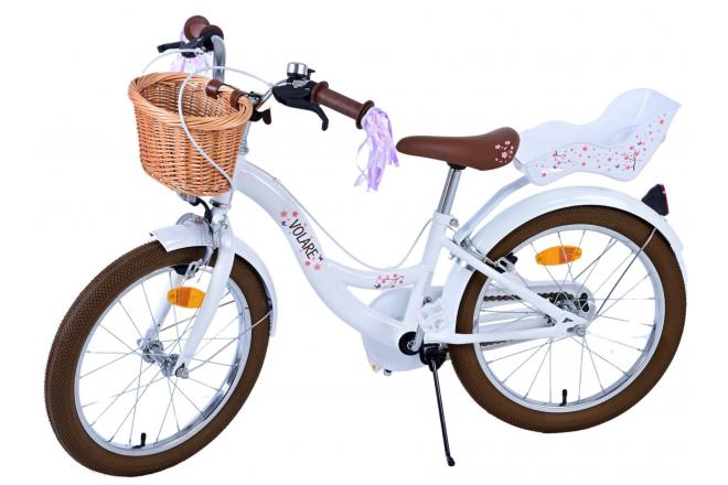 Volare Blossom Kinderfiets - Meisjes - 18 inch - Wit - Twee handremmen