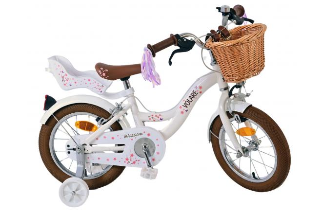 Volare Blossom Kinderfiets - Meisjes - 14 inch - Wit - Twee Handremmen