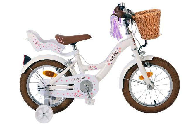 Volare Blossom Kinderfiets - Meisjes - 14 inch - Wit - Twee Handremmen