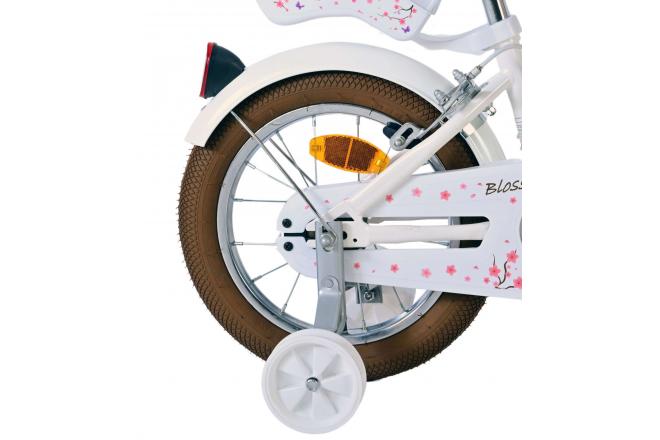 Volare Blossom Kinderfiets - Meisjes - 14 inch - Wit - Twee Handremmen