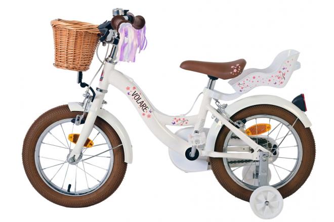 Volare Blossom Kinderfiets - Meisjes - 14 inch - Wit - Twee Handremmen