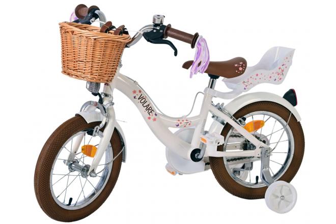 Volare Blossom Kinderfiets - Meisjes - 14 inch - Wit - Twee Handremmen