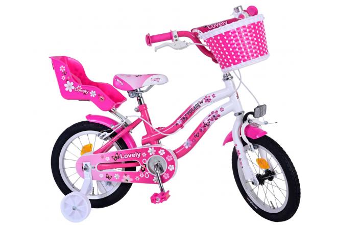 Volare Lovely Kinderfiets - Meisjes - 14 inch - Roze Wit - Twee Handremmen [CLONE]