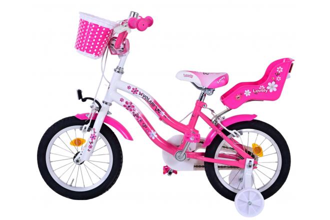 Volare Lovely Kinderfiets - Meisjes - 14 inch - Roze Wit - Twee Handremmen [CLONE]