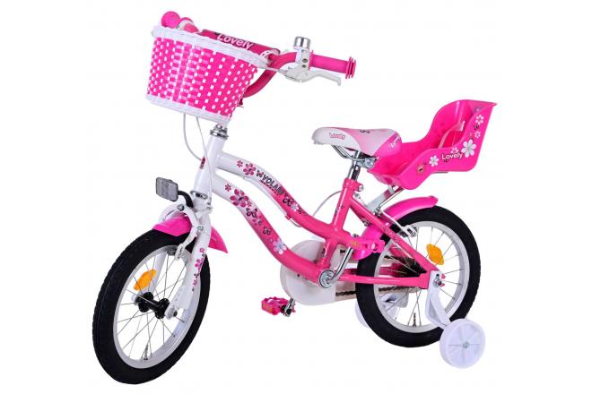 Volare Lovely Kinderfiets - Meisjes - 14 inch - Roze Wit - Twee Handremmen [CLONE]