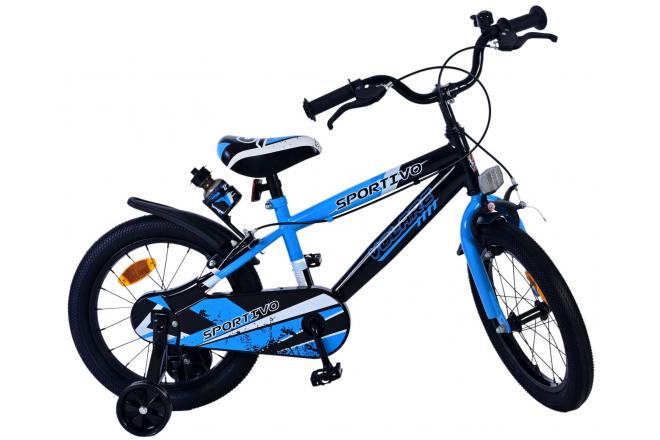 Volare Sportivo Kinderfiets - Jongens - 16 inch - Blauw Zwart - Twee Handremmen