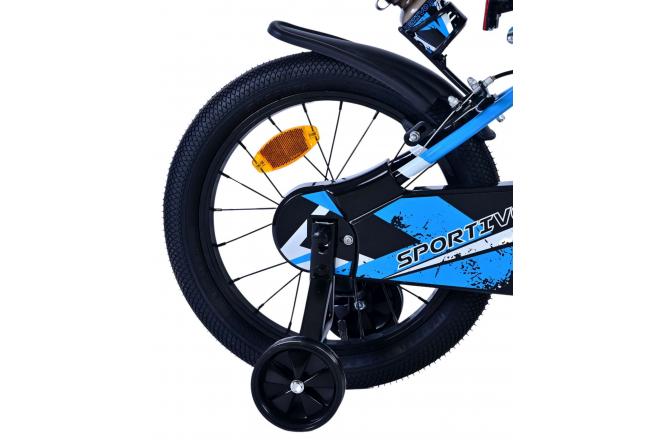 Volare Sportivo Kinderfiets - Jongens - 16 inch - Blauw Zwart - Twee Handremmen