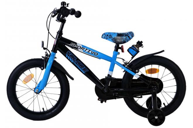 Volare Sportivo Kinderfiets - Jongens - 16 inch - Blauw Zwart - Twee Handremmen