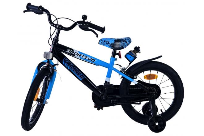 Volare Sportivo Kinderfiets - Jongens - 16 inch - Blauw Zwart - Twee Handremmen