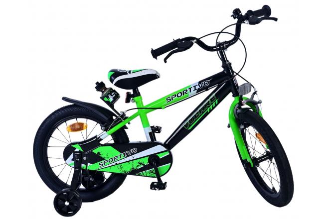 Volare Sportivo Kinderfiets - Jongens - 16 inch - Groen Zwart - Twee Handremmen