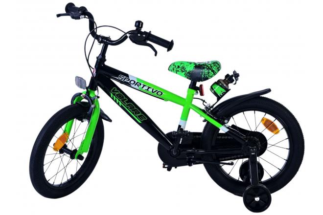 Volare Sportivo Kinderfiets - Jongens - 16 inch - Groen Zwart - Twee Handremmen