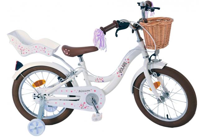 Volare Blossom Kinderfiets - Meisjes - 16 inch - Wit - Twee Handremmen