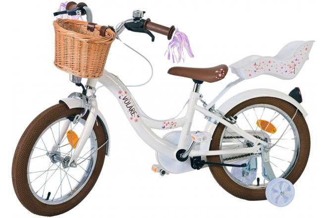 Volare Blossom Kinderfiets - Meisjes - 16 inch - Wit - Twee Handremmen