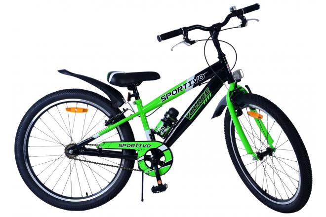 Volare Sportivo Kinderfiets - Jongens - 24 inch - Zwart Groen - Twee Handremmen