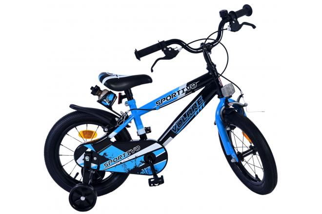 Volare Sportivo Kinderfiets - Jongens - 14 inch - Blauw Zwart - Twee Handremmen